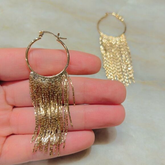 tassel hoop earrings A384 - Picture 3 of 3